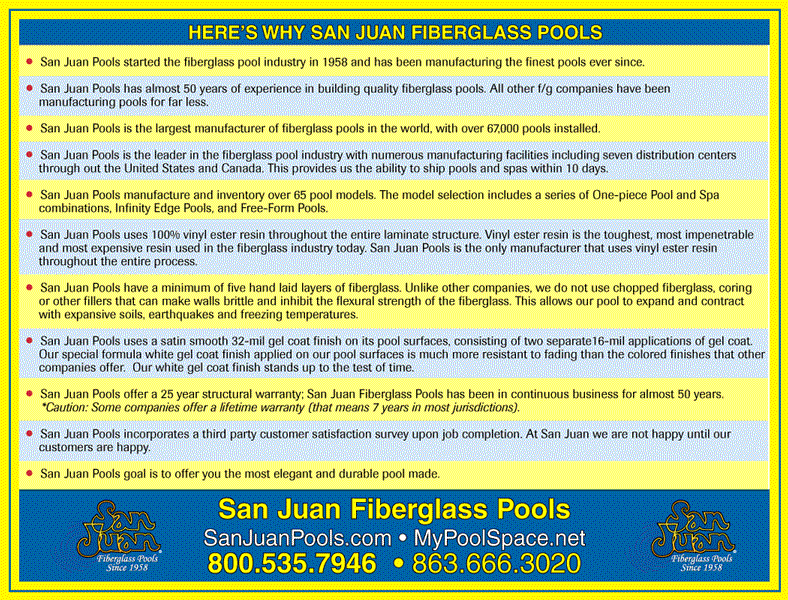 San Juan Fiberglass Pool Features