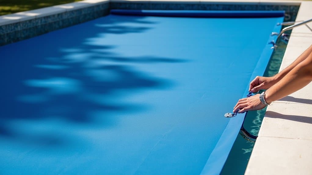 winter pool cover installation