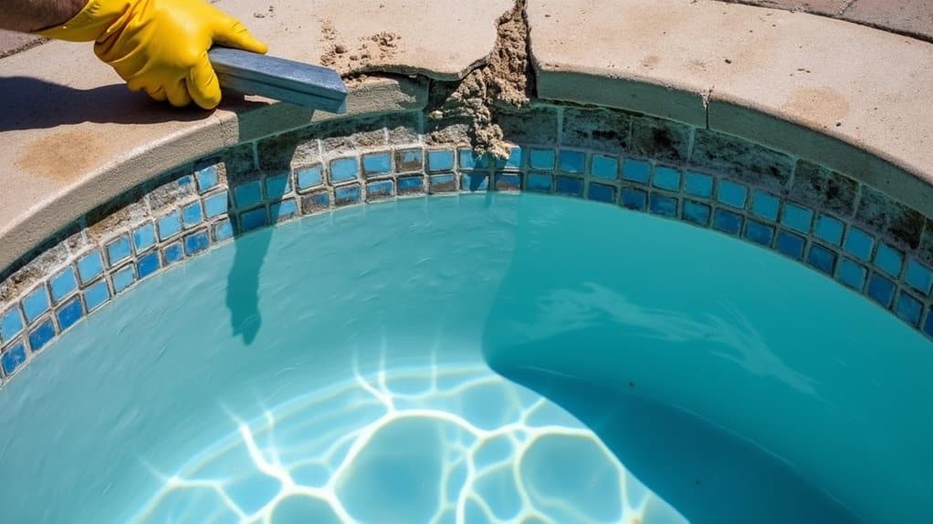 drain below damaged tiles